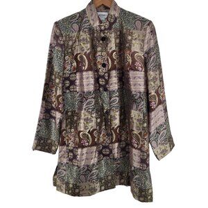 Graff Wear‎ Chocolate Brown Patchwork Blazer Jacket Medium